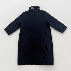 J Jill Wearever Turtleneck Sweater Dress Womens Medium Navy Blue Minimalist Cozy